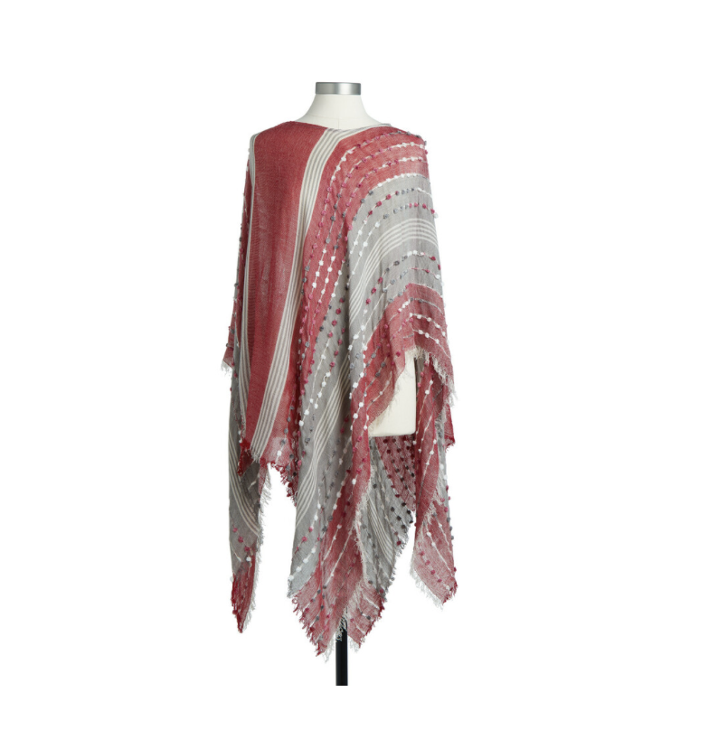 Red Mix Textured Poncho Red Mix Textured Poncho