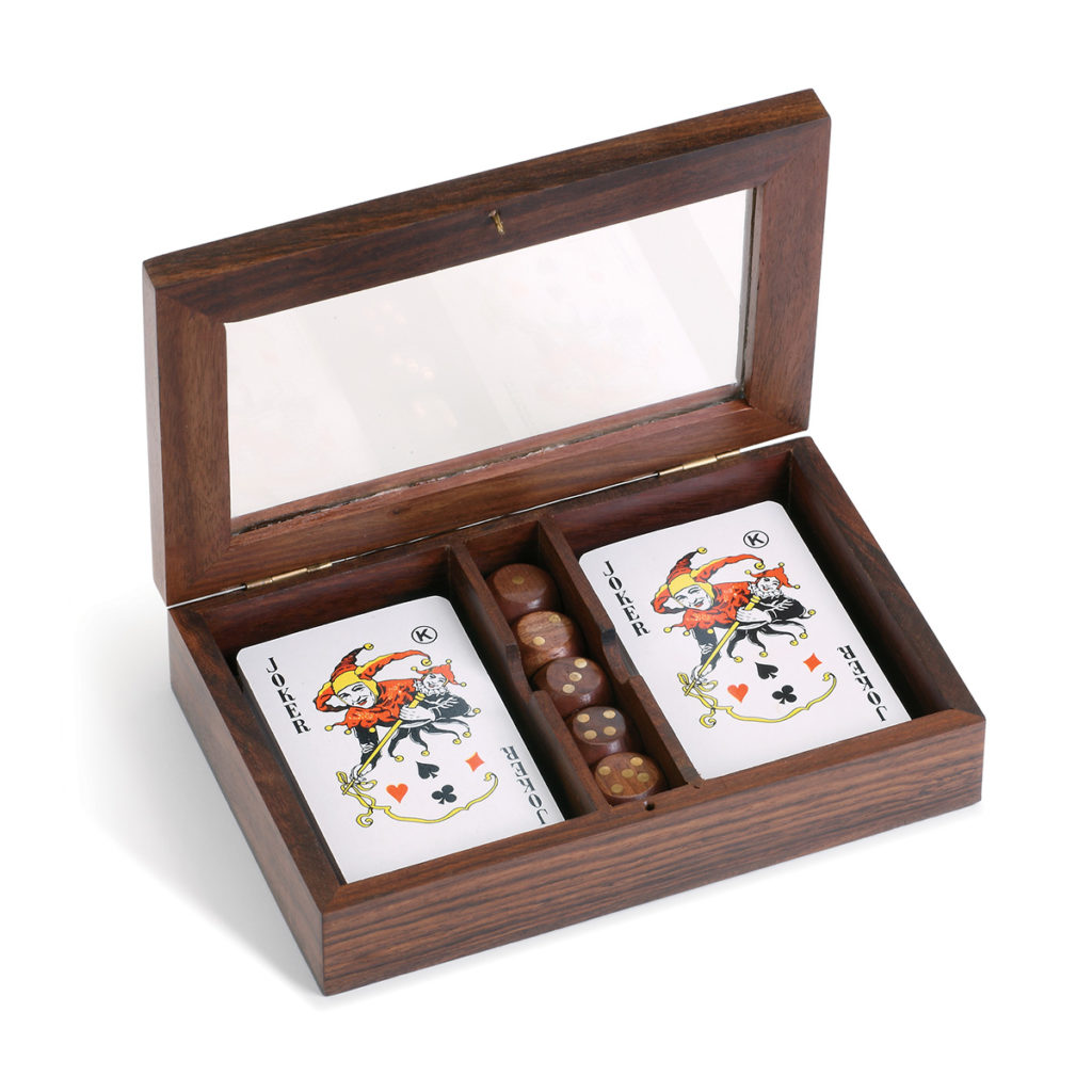 Executive Wood Dice and Card Set